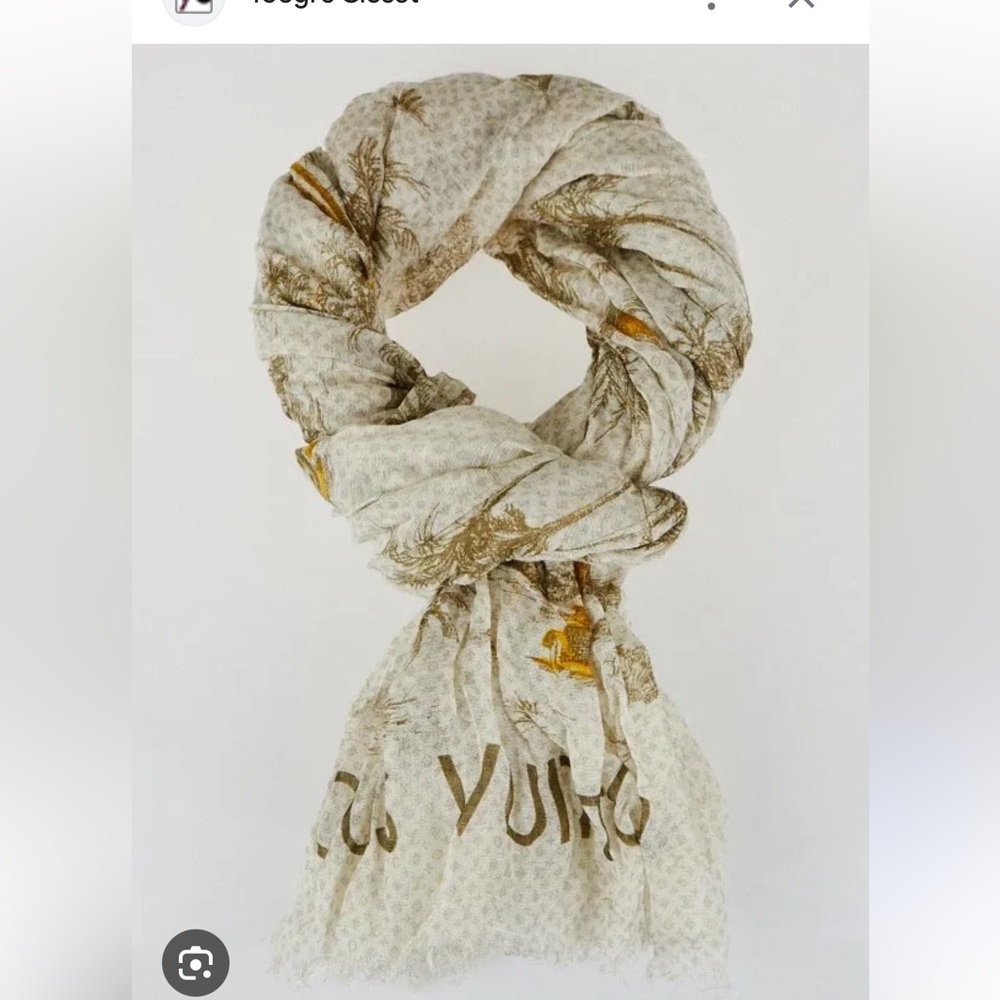 Louis Vuitton brown/ white cotton and linen toile de Louis Pareo scarf
